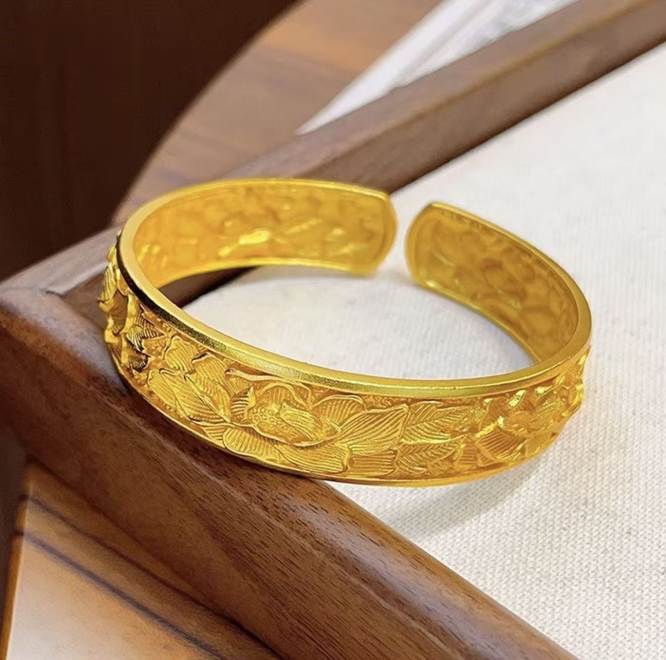  【乐乐】 流行国潮百搭莲花手镯合金手镯（ZL81739）