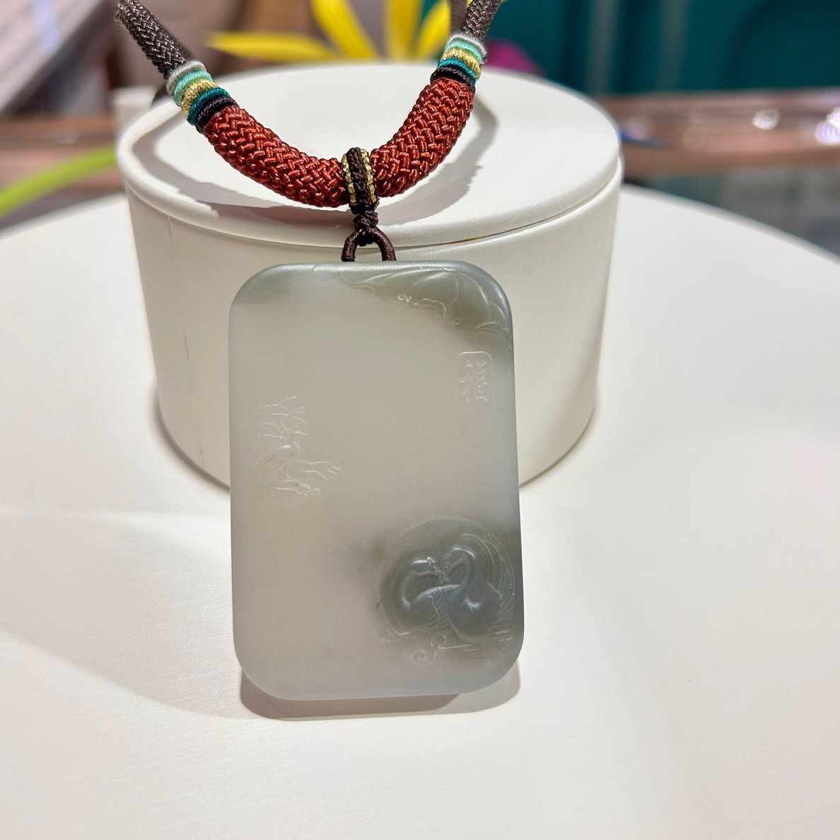 天然和田玉青花恩爱吊坠男女款精美百搭