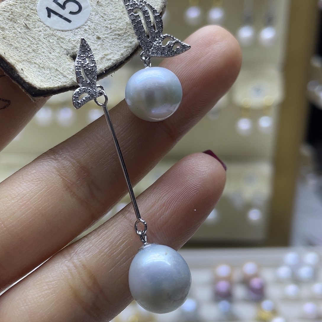淡水珍珠耳饰银S925镶嵌