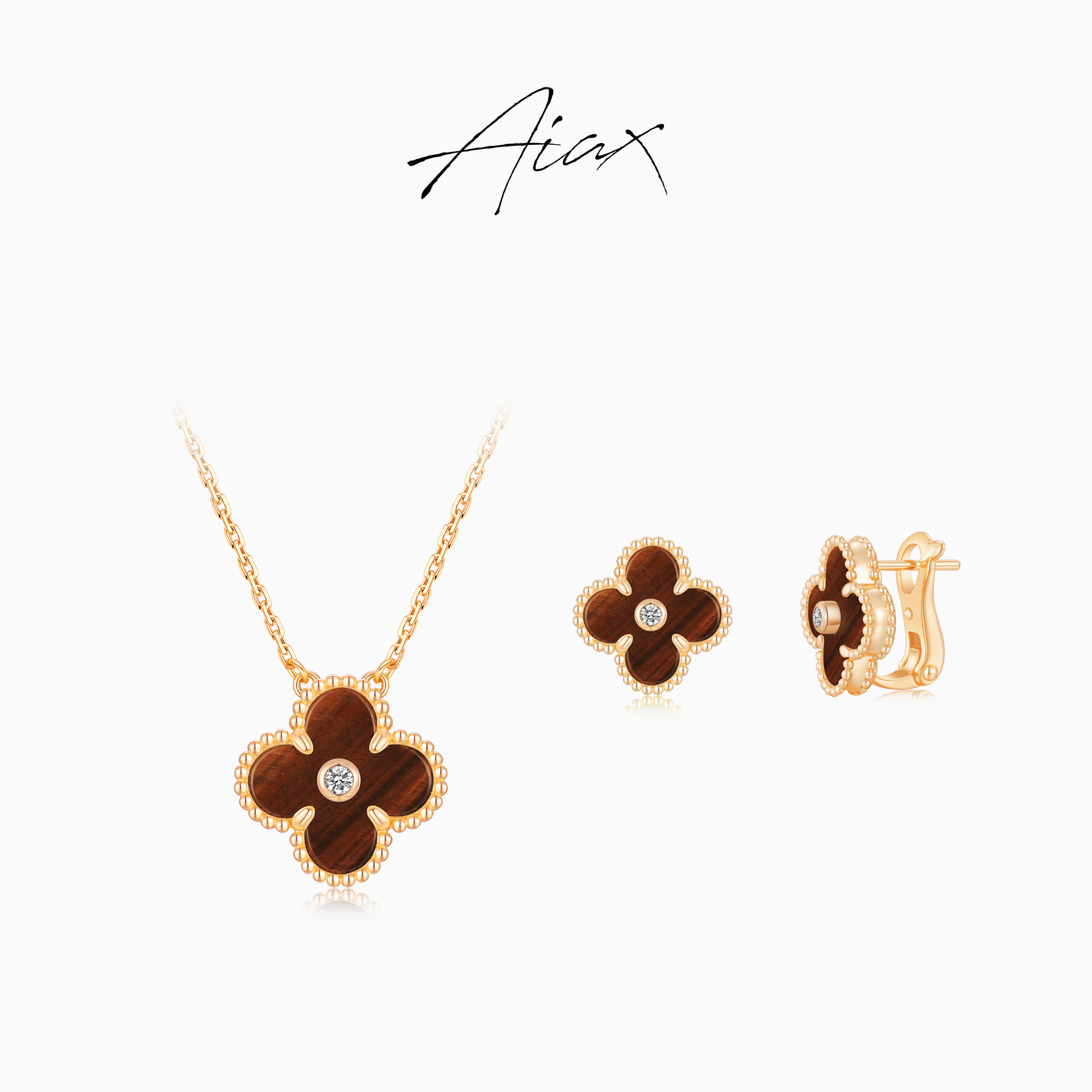 AIAX 925银 经典时尚气质百搭高级感设计师款四叶项链TSJ9407