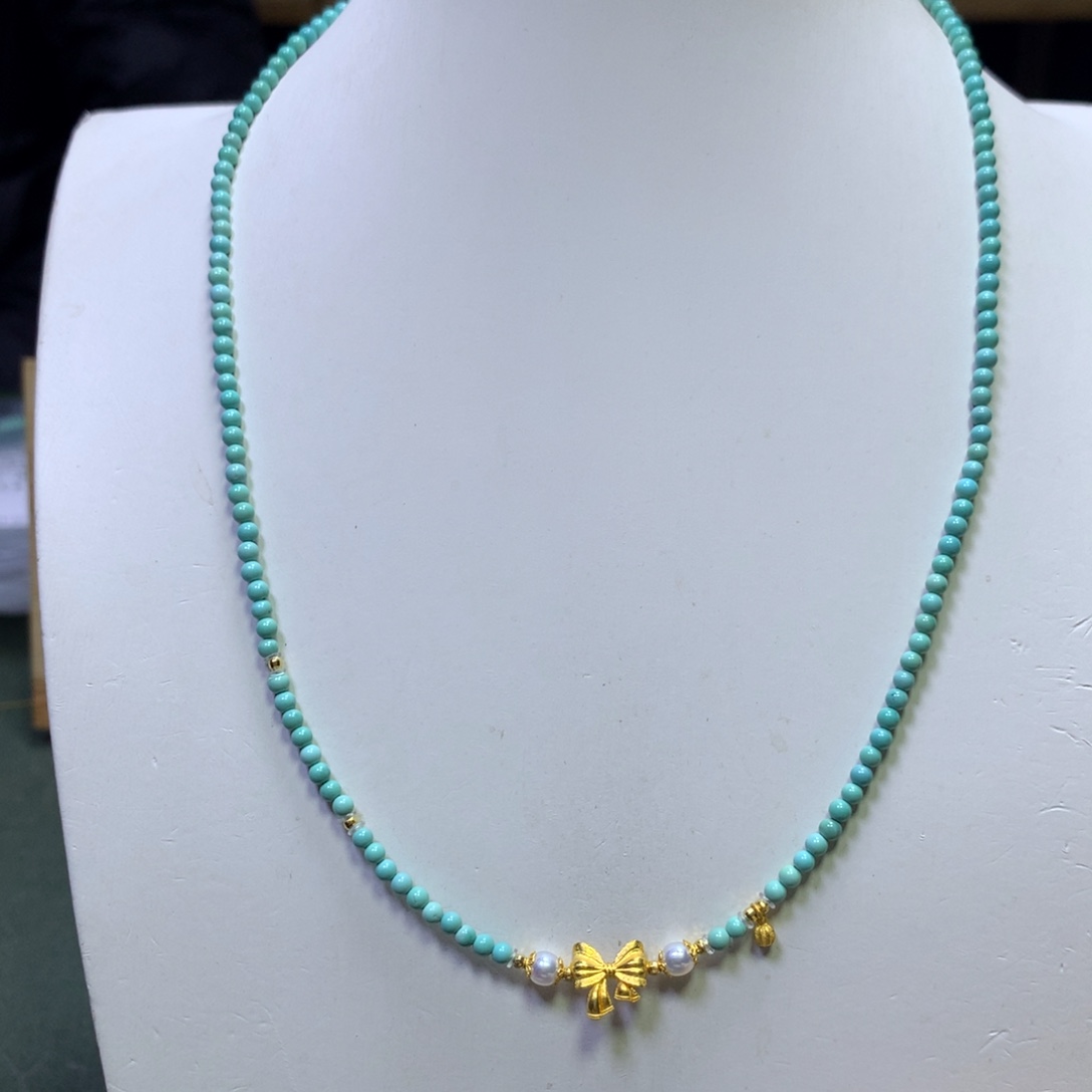 绿松石项链18K金镶嵌