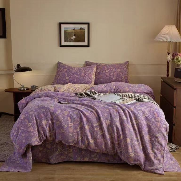 【一床】--2025新款复古款 紫凤尾系列 亲肤 柔软 床单 被罩