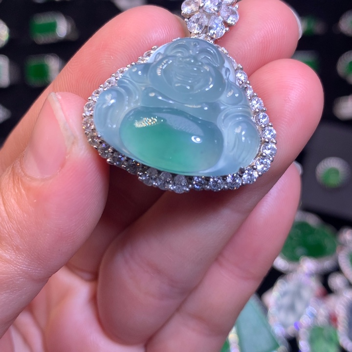 【闪购商品】翡翠颈饰银S925镶嵌天然翡翠