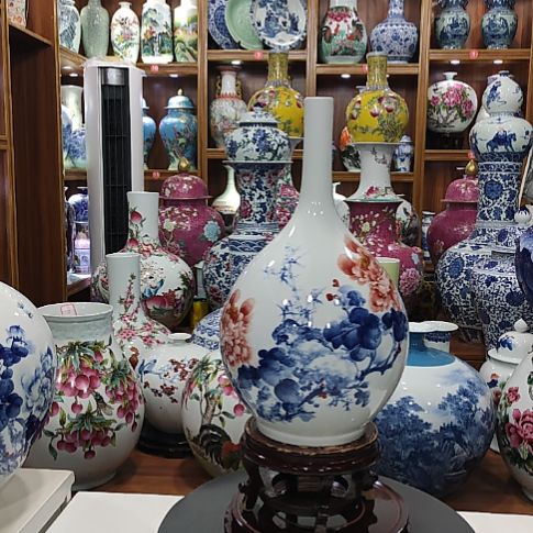 瓷片景德镇陶瓷牡丹花瓶