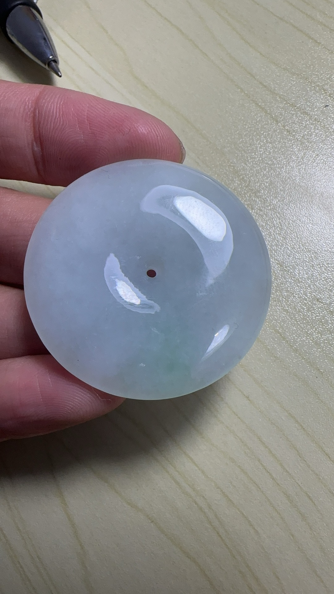 翡翠吊坠阳绿飘花大平安扣项坠挂坠精雕俏色飘绿女士