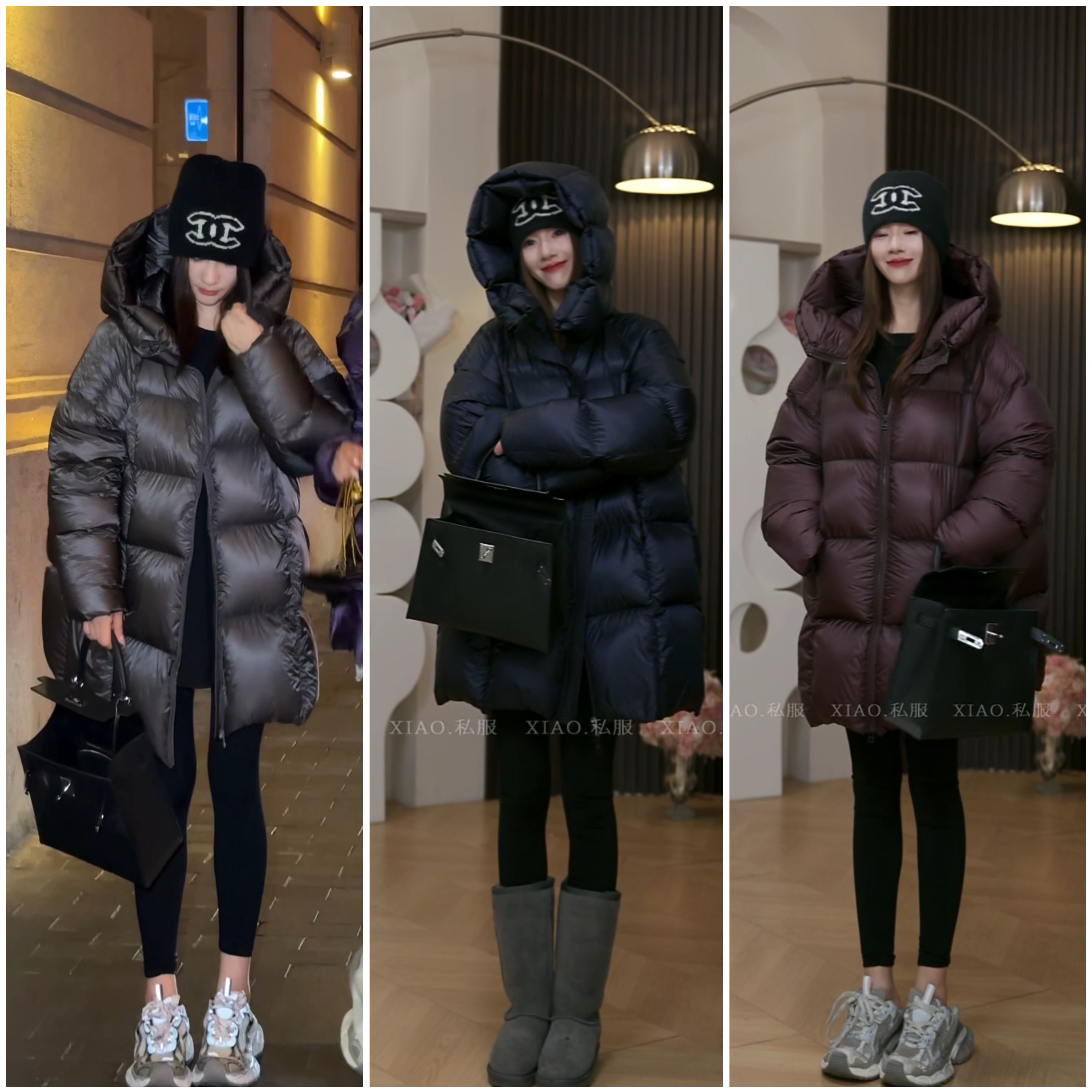 XIAO·STUDIO  三星95白鹅绒拉链花苞帽中长款休闲保暖82510075