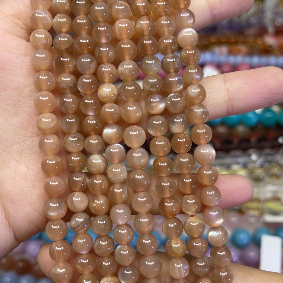 玛瑙/玉髓散珠天然橙月光卡6➕长条38厘米