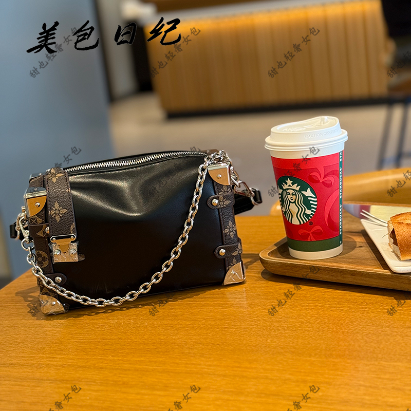 【甜也女包】新款秋冬软盒子包包高级感复古手提单肩斜挎包链条女包