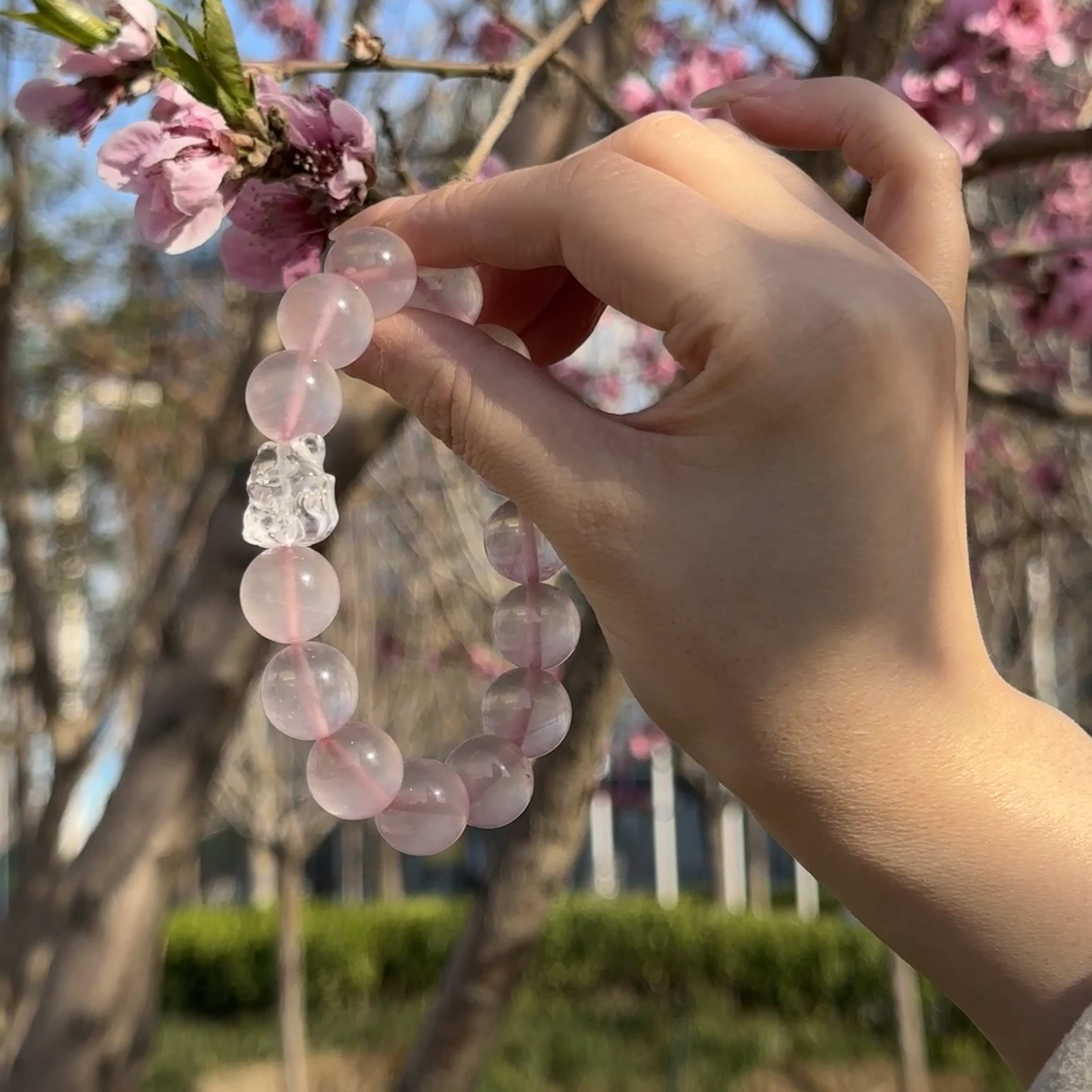 天然粉水晶（凤九版）超大颗14m 真爱相吸吸引释放魅力 （带证书）