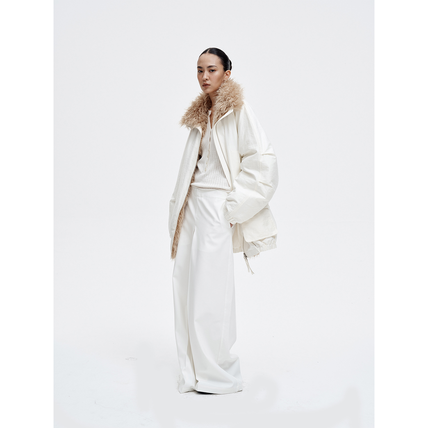 COMMEUNTISSU毛领休闲派克3M棉服外套