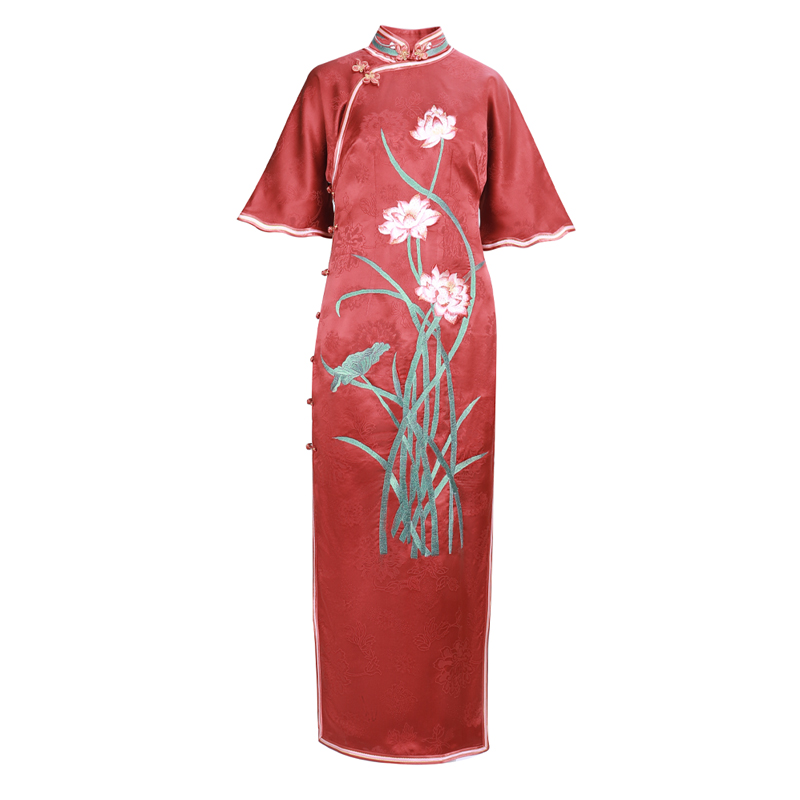 「玉洁清荷」2871 盖世红颜中国风复古气质高端设计感气质百搭旗袍