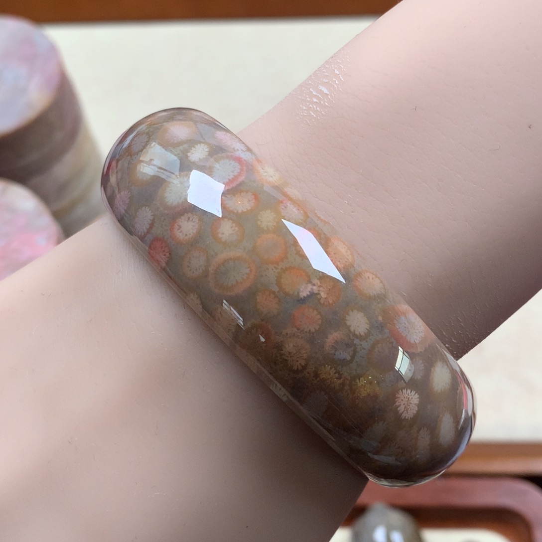 未镶嵌58.5圈600/个。05硅化珊瑚（珊瑚玉）