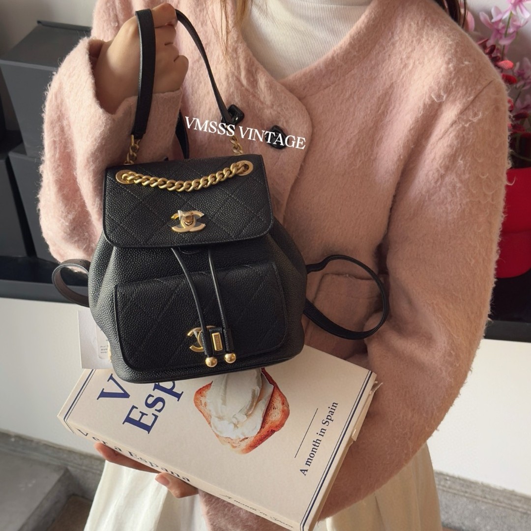 99新 Chanel/香奈儿 黑金duma mini 单口袋单肩包/97577 经典 ins