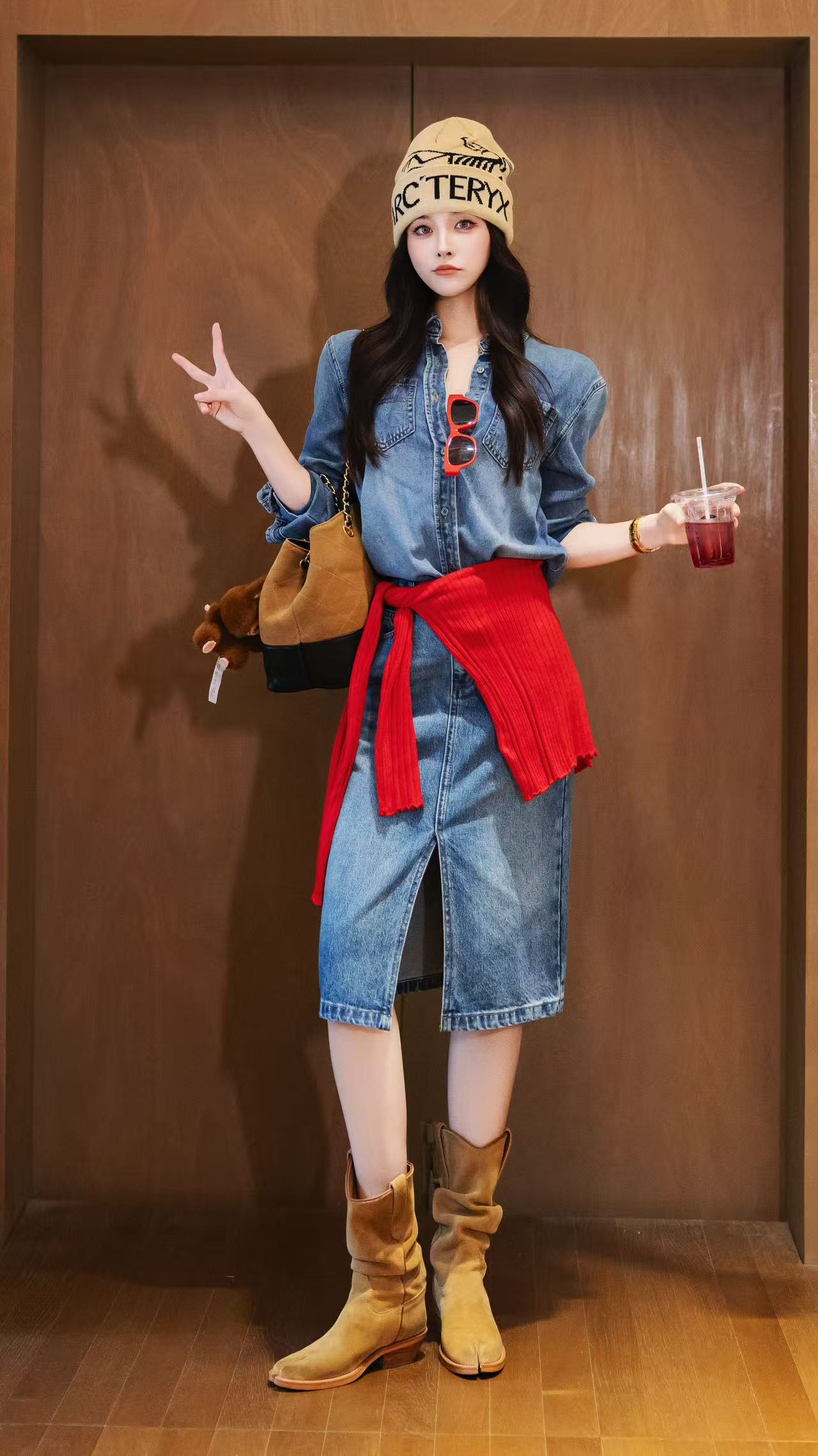【SISTER姐妹家】早秋上新高级感宽松显瘦牛仔衬衫开叉牛仔半身裙女