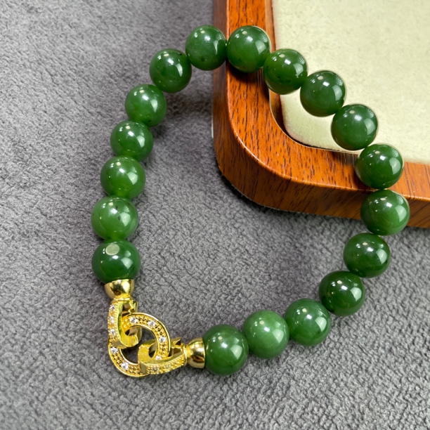 和田玉碧玉卡10手串珠子直径9-10mm之间（配饰款）多样性发货