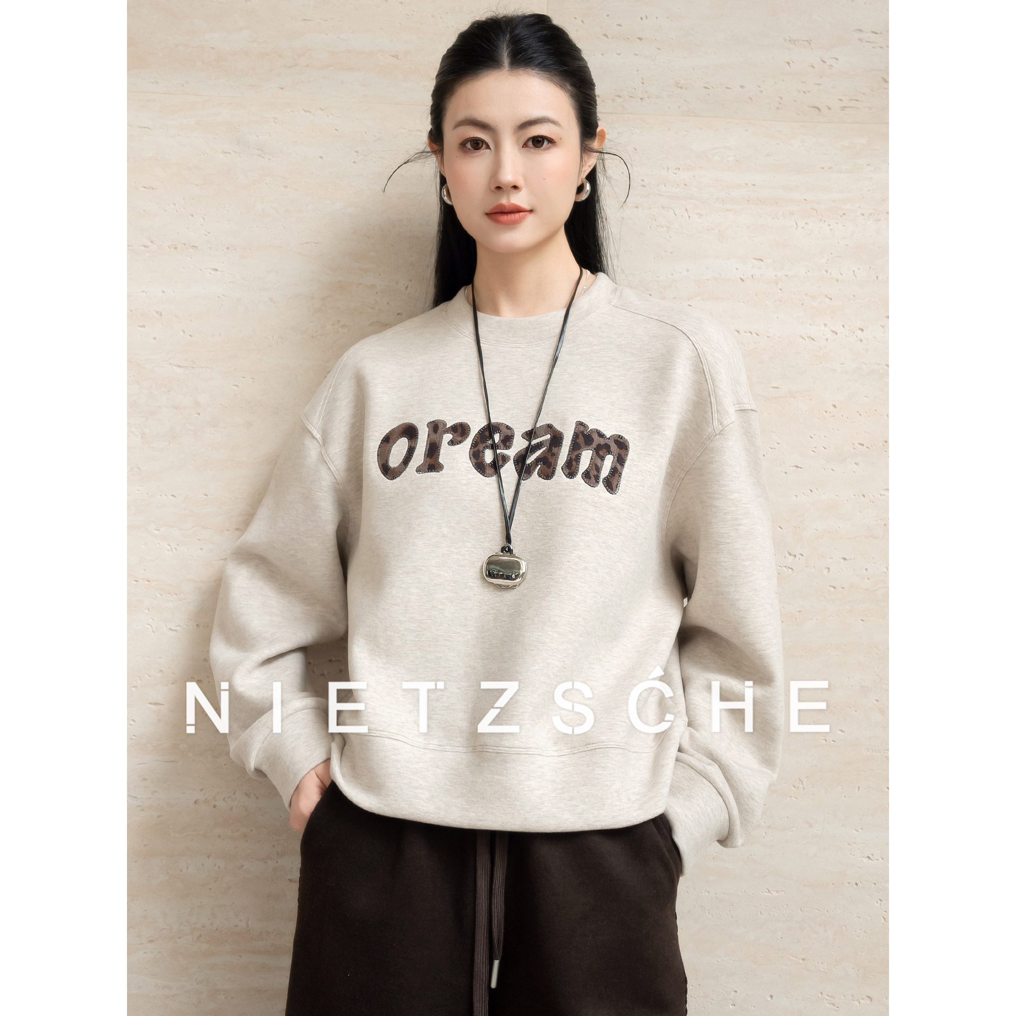 尼采 官方直营｜刺绣字母卫衣｜羊毛x莱赛色x再生纤维七合一71220