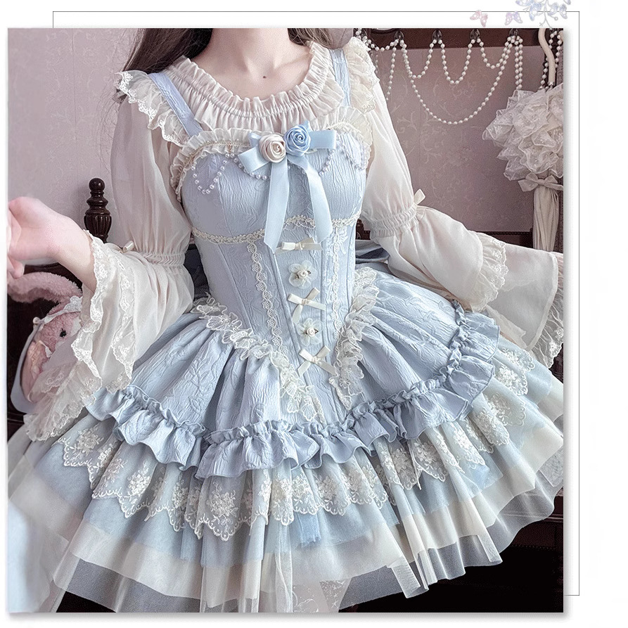织锦园lolita原创正品浮光浅梦jsk甜美优雅芭蕾狗短lo裙全款预售