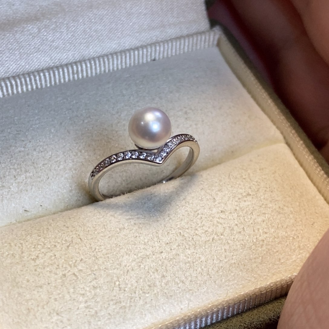 海水珍珠戒指银S925镶嵌微瑕