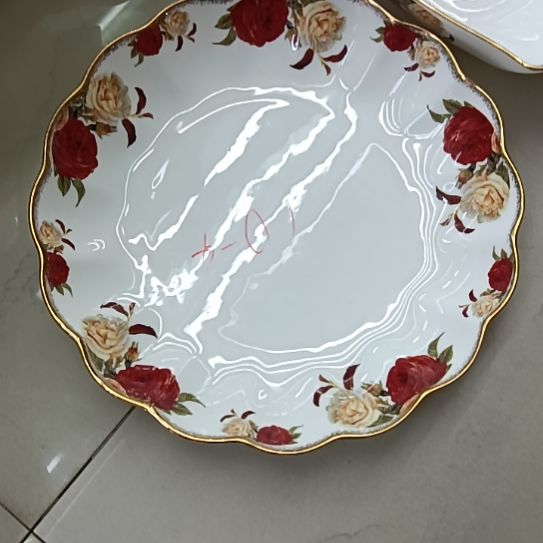 美****金秋玫瑰手工拍金10英寸南瓜盘一个