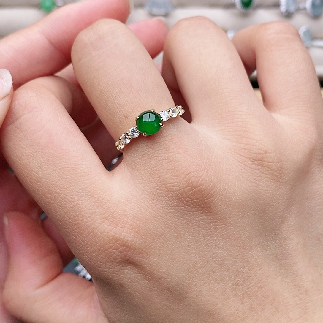 泡***沫翡翠银S925镶嵌戒指