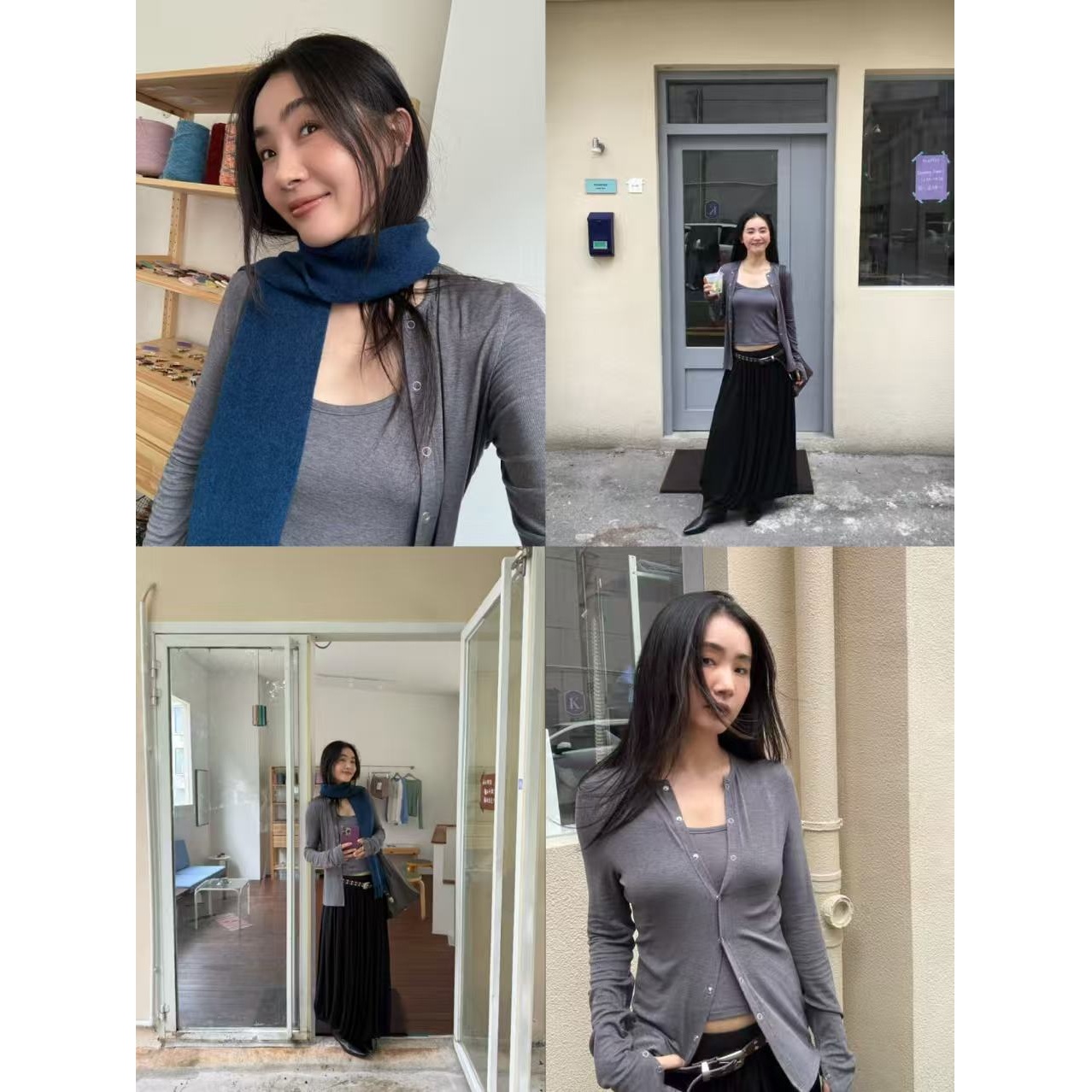 【INAIEN】线上款 “氧气感” 羊毛天丝针织开衫两件套D8013