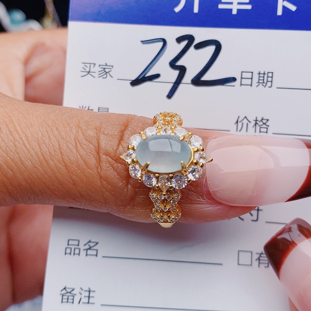 翡翠银S925镶嵌戒指戒指