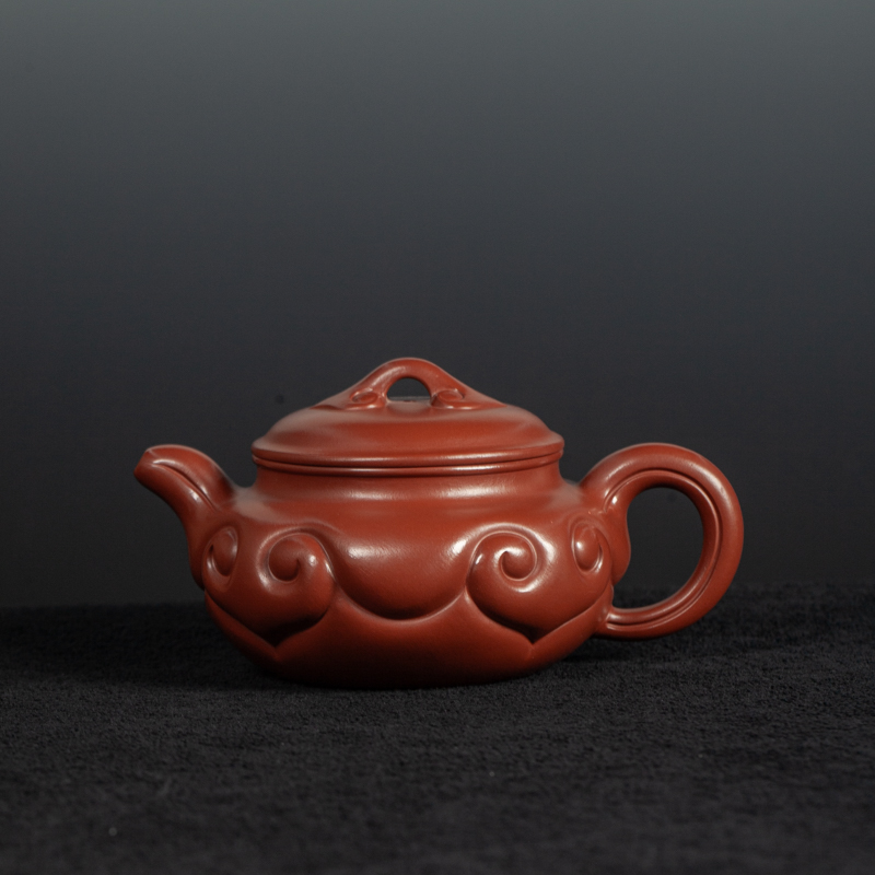 宜兴原矿纯手工黄龙山小红泥仿古如意壶红皮送礼自用茶具