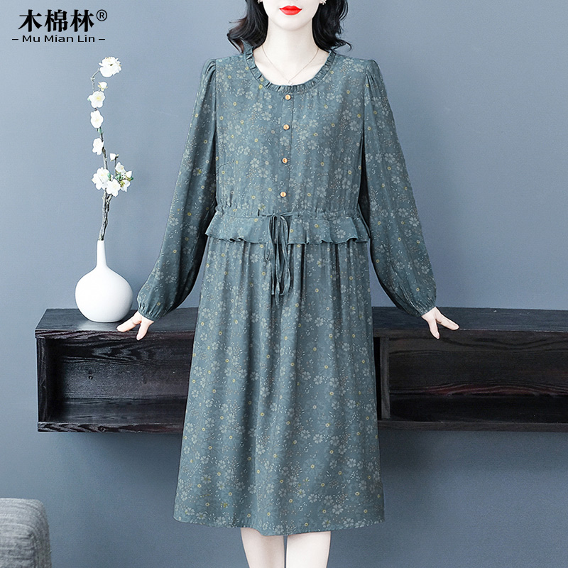 连衣裙小清新碎花抽绳子裙子240095