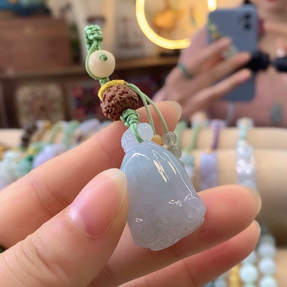 翡翠未镶嵌挂件翡翠钥匙扣