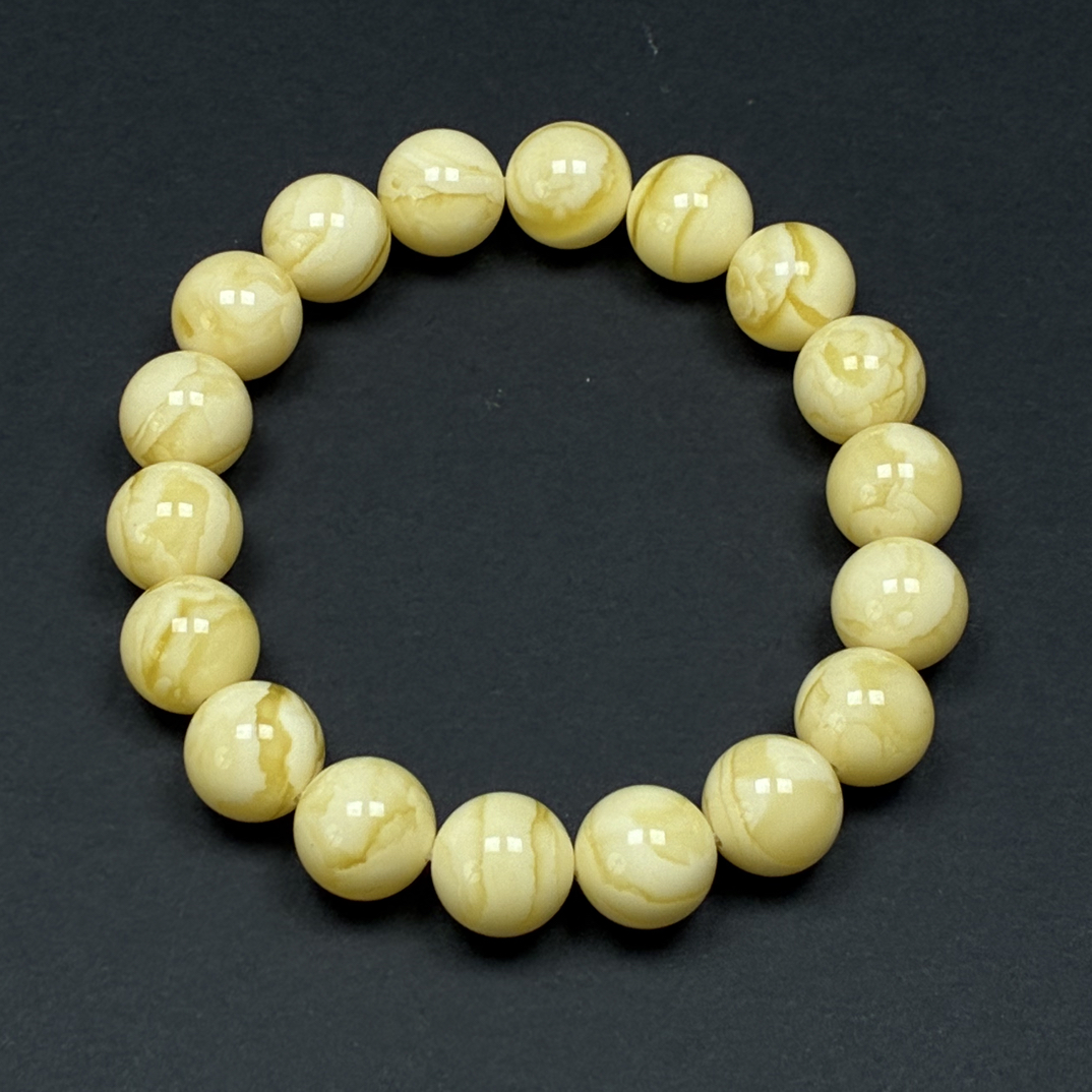 天然蜜蜡同料乱纹白花蜡手串 14.3g 11mm