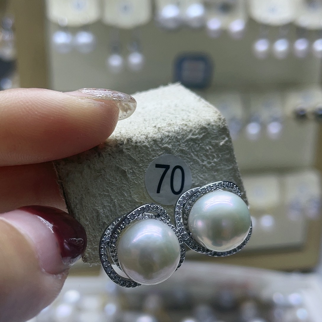 淡水珍珠耳饰银S925镶嵌