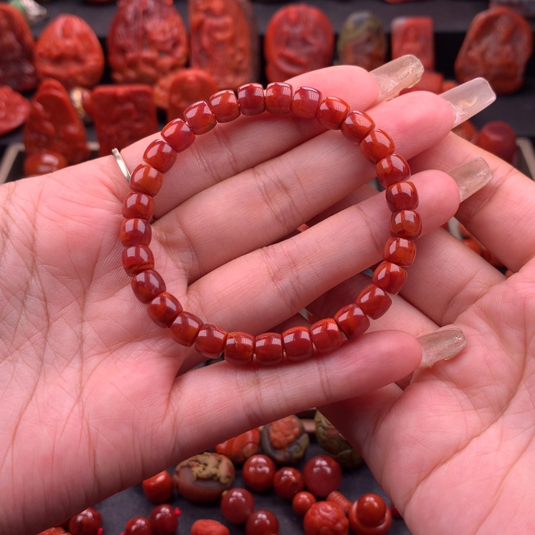 南红玛瑙南红川料直切手串7.1mm未镶嵌