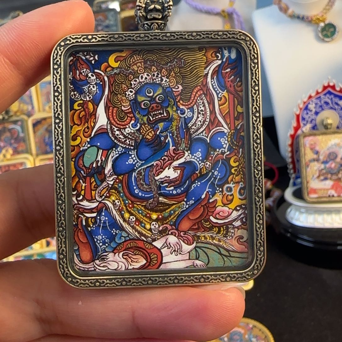 吊坠大黑天热贡唐卡