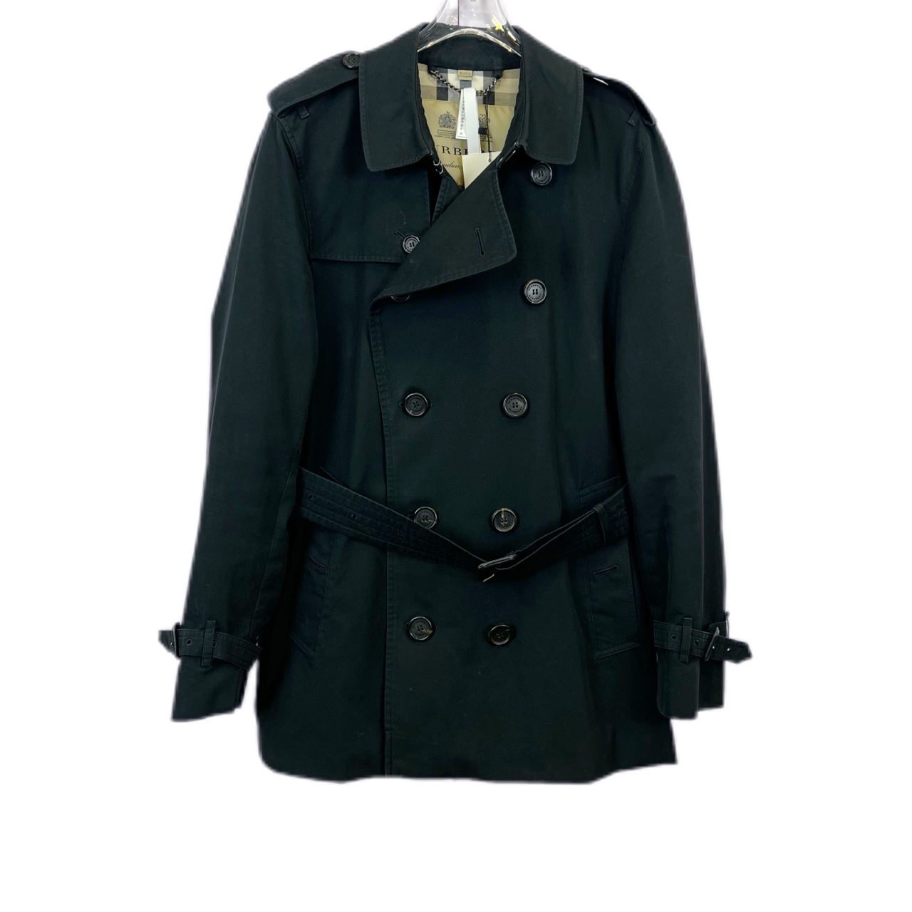 99新/Burberry/博柏利/48码/经典黑色双排扣中长款风衣/010850