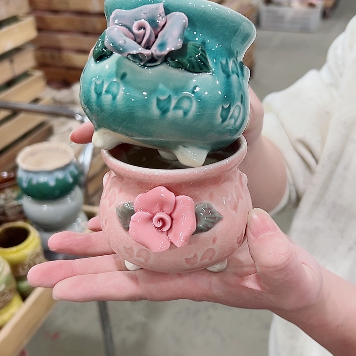 有孔.凑满10元发货多肉陶瓷花盆！