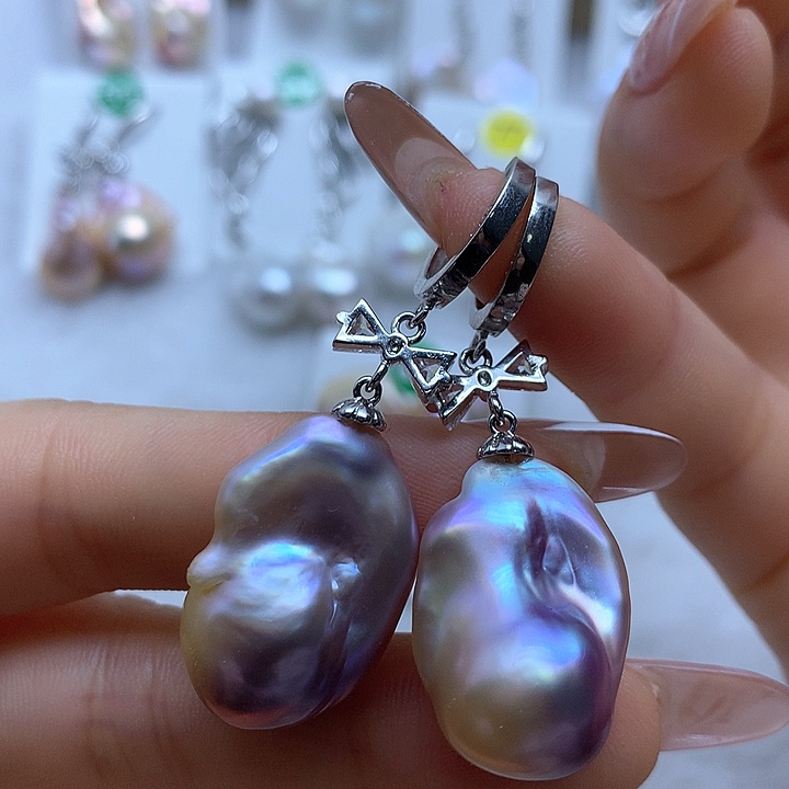 淡水珍珠耳饰银S925镶嵌