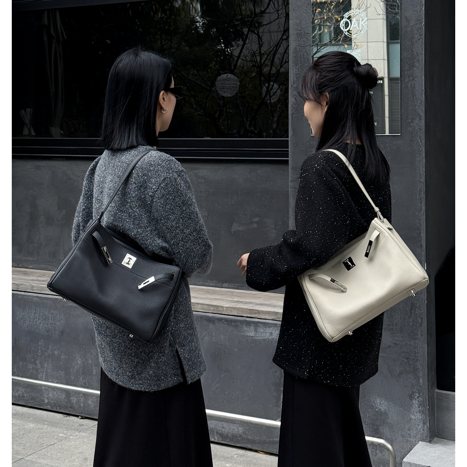 JISHE即奢高定贵版拉贝头层牛皮凯莉通勤包简约单肩斜挎包AL9002