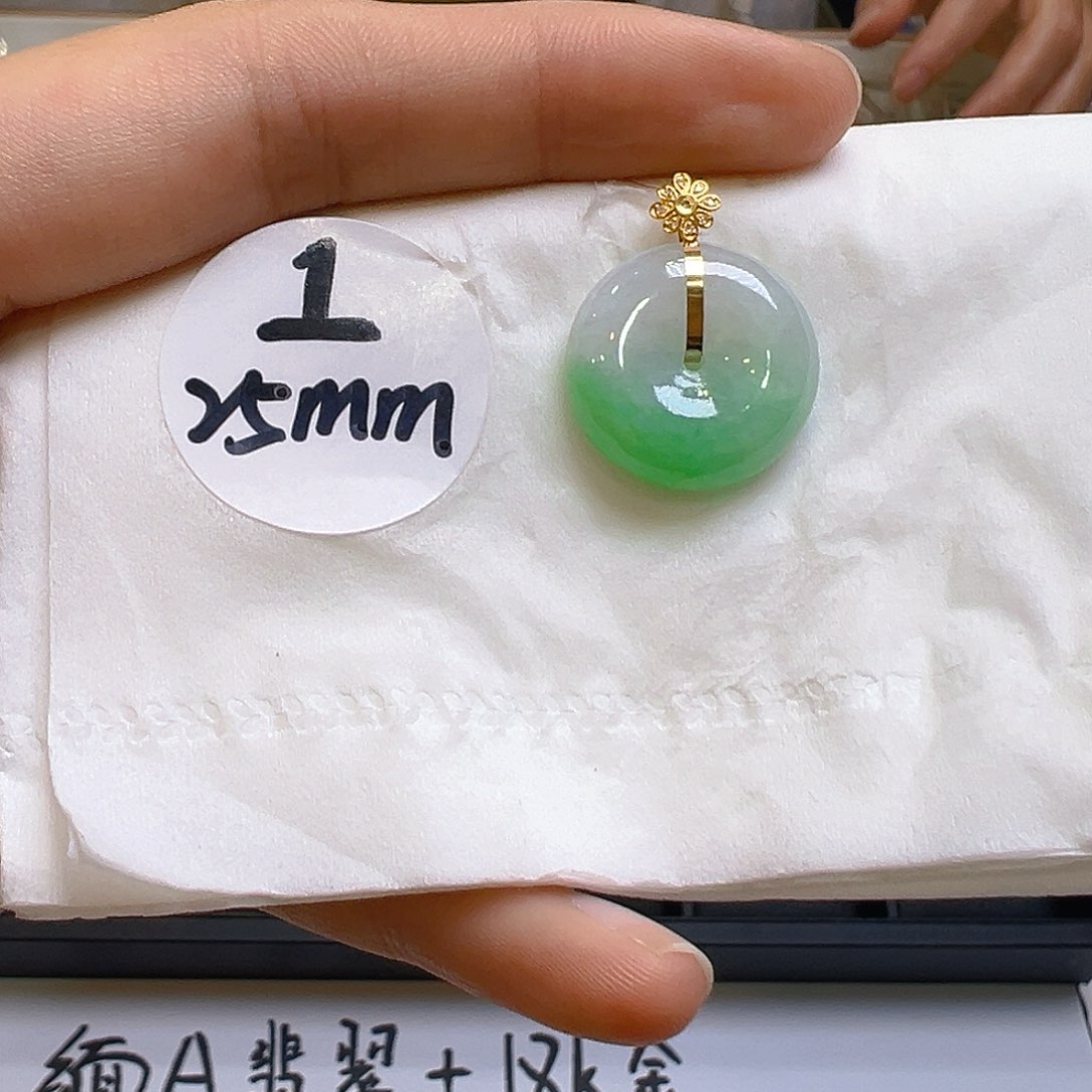 翡翠18K金镶嵌吊坠(不含链)翡翠