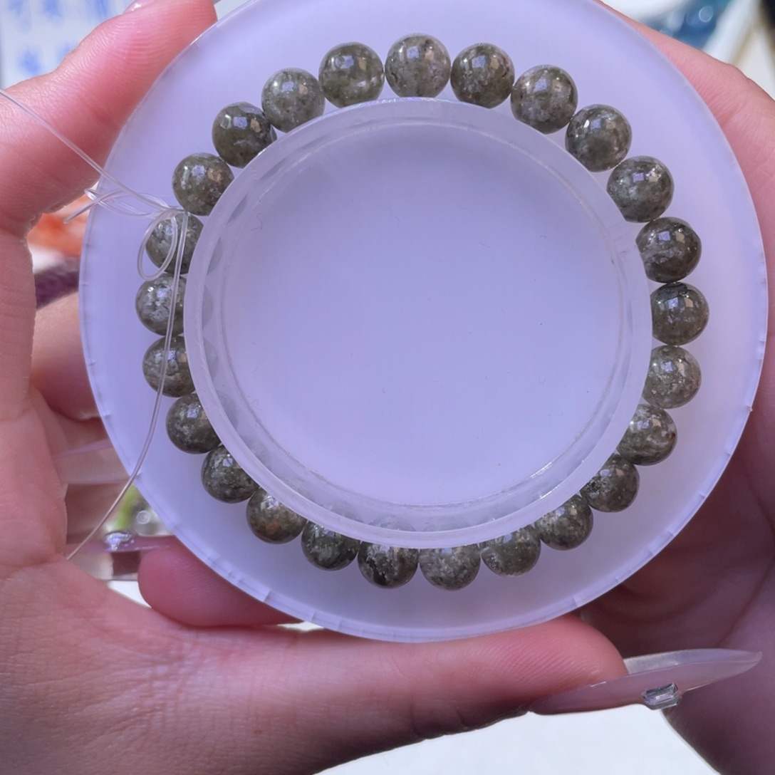 未镶嵌手链水晶抹茶绿幽灵7mm