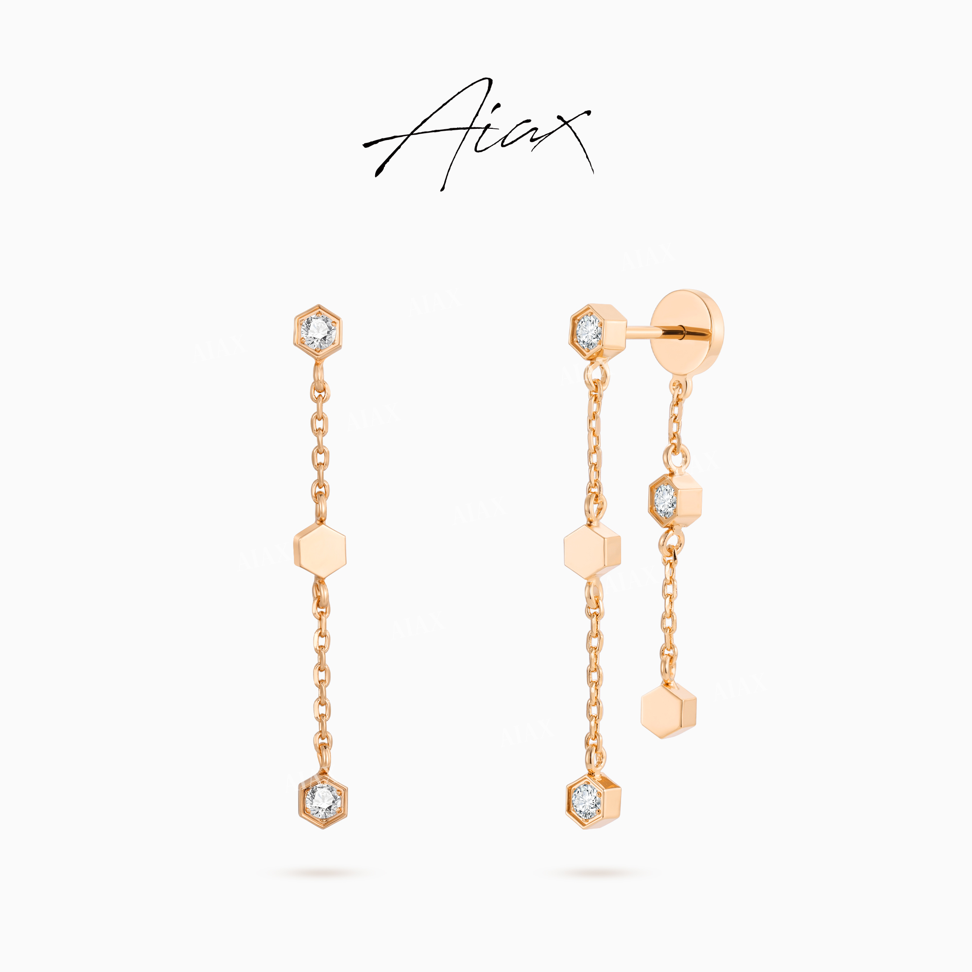 AIAX 秋上新  【蜂巢链】几何轻奢ins小饰品链条耳环TSL1435