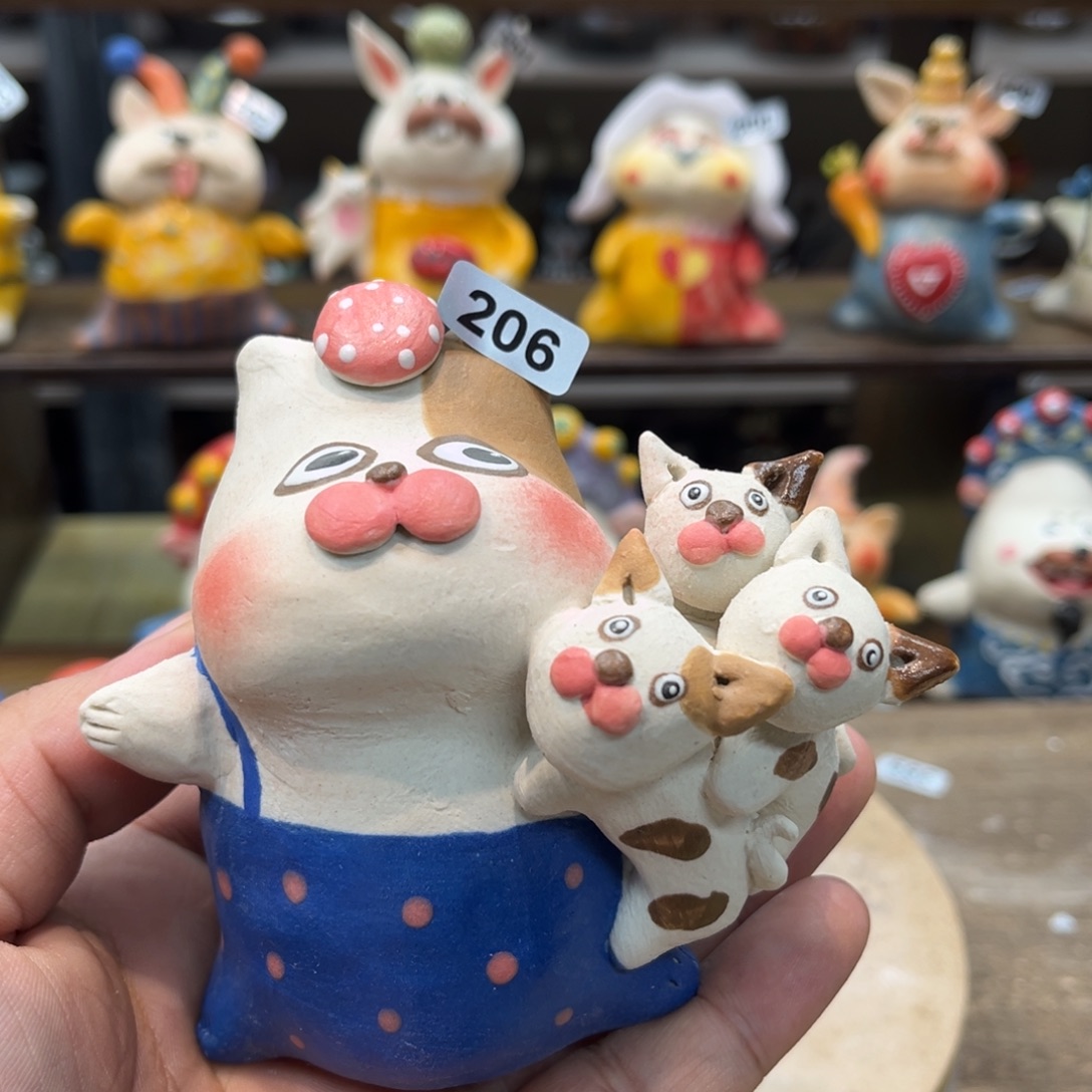 喵***眼摆件纯手工抽象陶瓷摆件206
