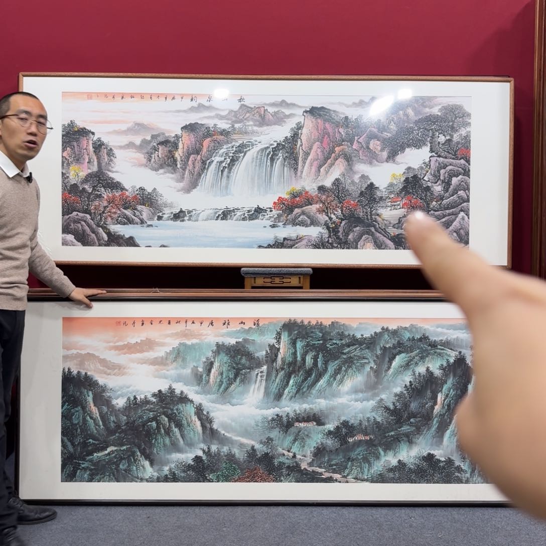 国画手绘作品带框