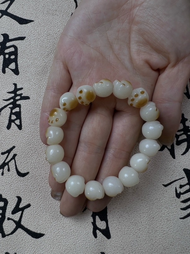 小猫抓白月菩提手串-无礼盒-V138
