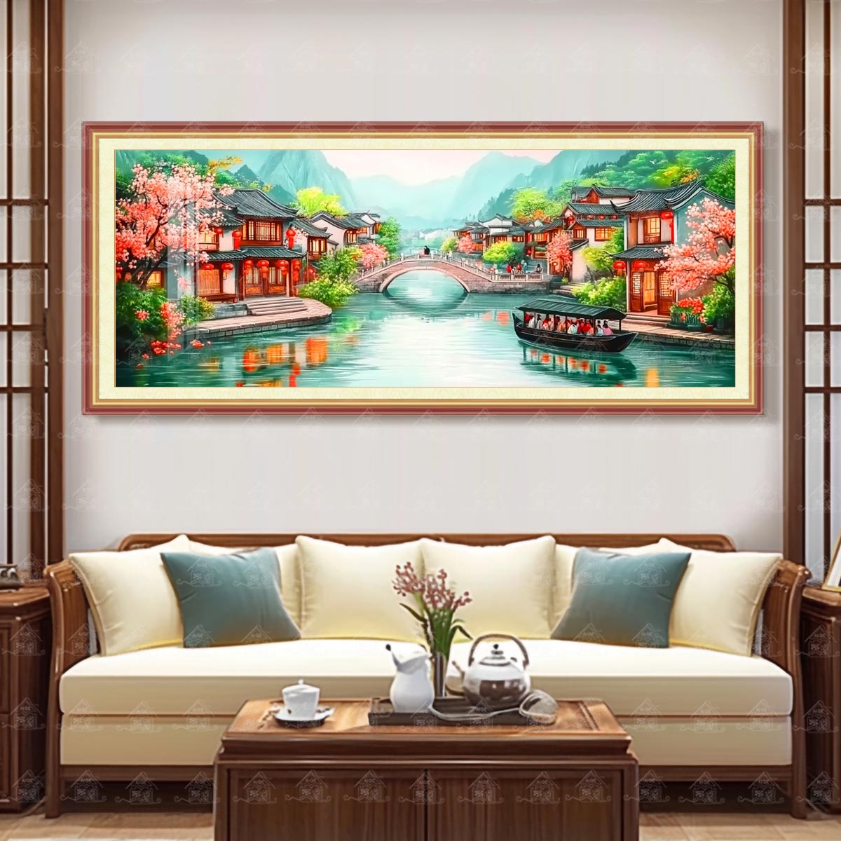 【进口棉布】爱阁十字绣忆江南新款中式风景大幅客厅书房手工线绣