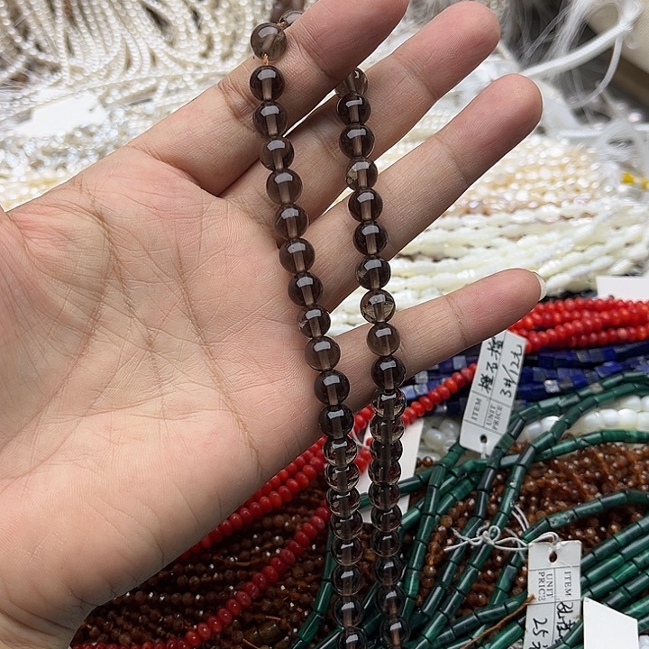 玛瑙/玉髓未镶嵌珠宝半成品一条6mm茶晶