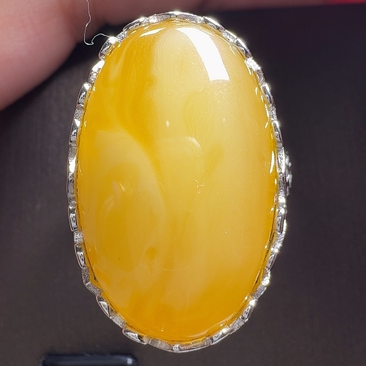 蜜蜡银S925镶嵌戒指戒指