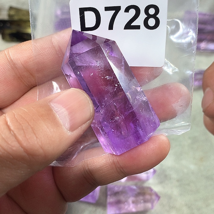 紫晶天然水晶柱子D728未镶嵌洱*