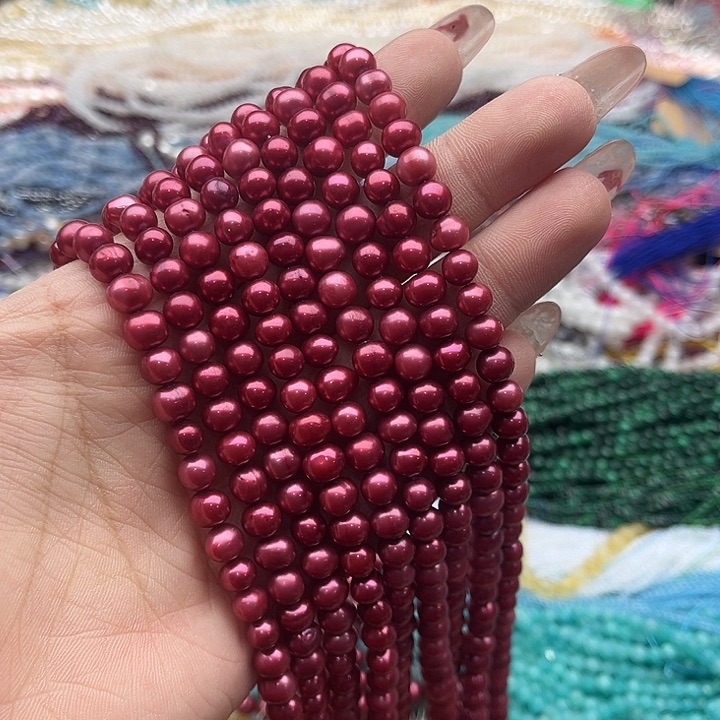 玛瑙/玉髓珠宝半成品未镶嵌一条7mm左右椭圆珍珠几颗有螺纹