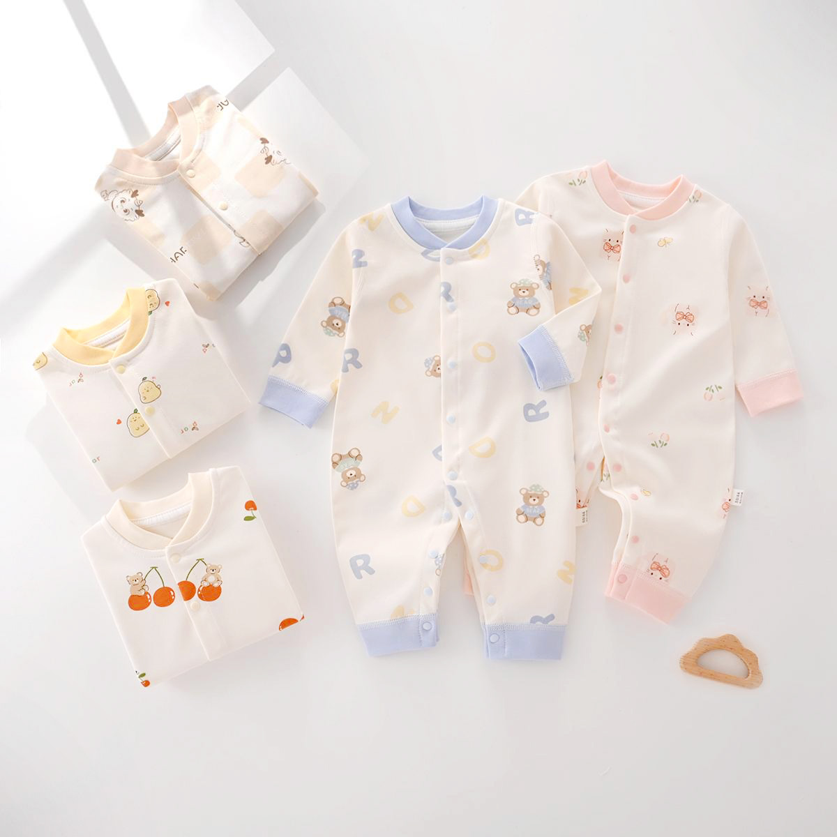 【专柜】春秋长袖哈衣爬服纯棉无骨新生儿婴儿卡通连体衣婴儿新生