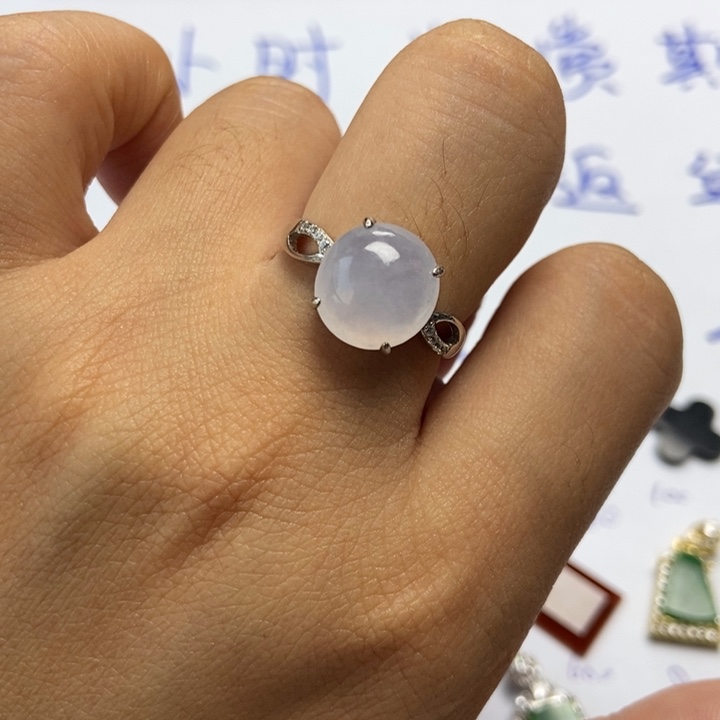 翡翠戒指银S925镶嵌戒指